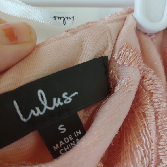 Lulus Dancing in a Dream mini Skirt Size Small S pink fairy lace sequin holiday - Picture 4 of 6